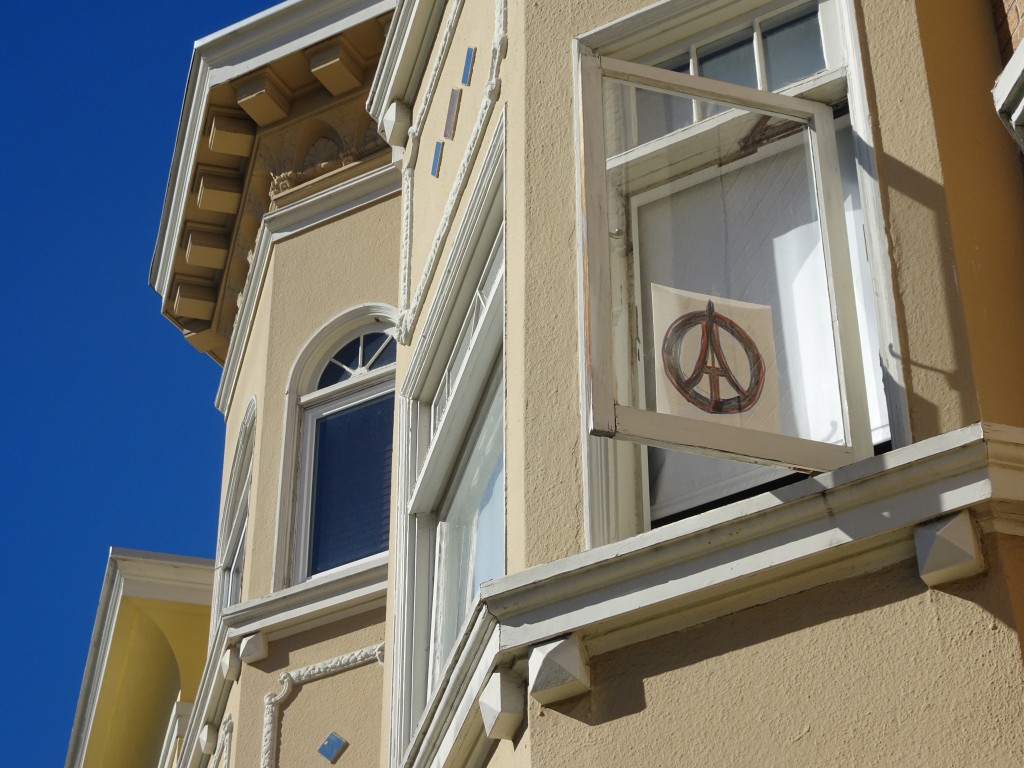 #Prayforparis - this picture was spotted in the window of a San Francisco house